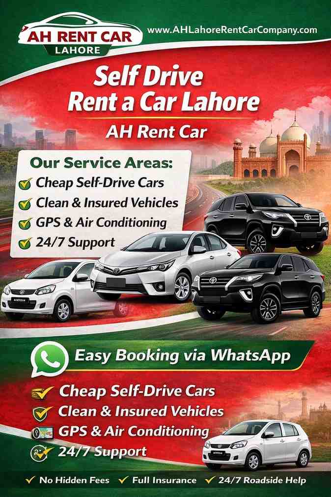 self drive rent a car lahore