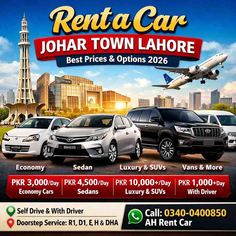 rent a car johar town lahore